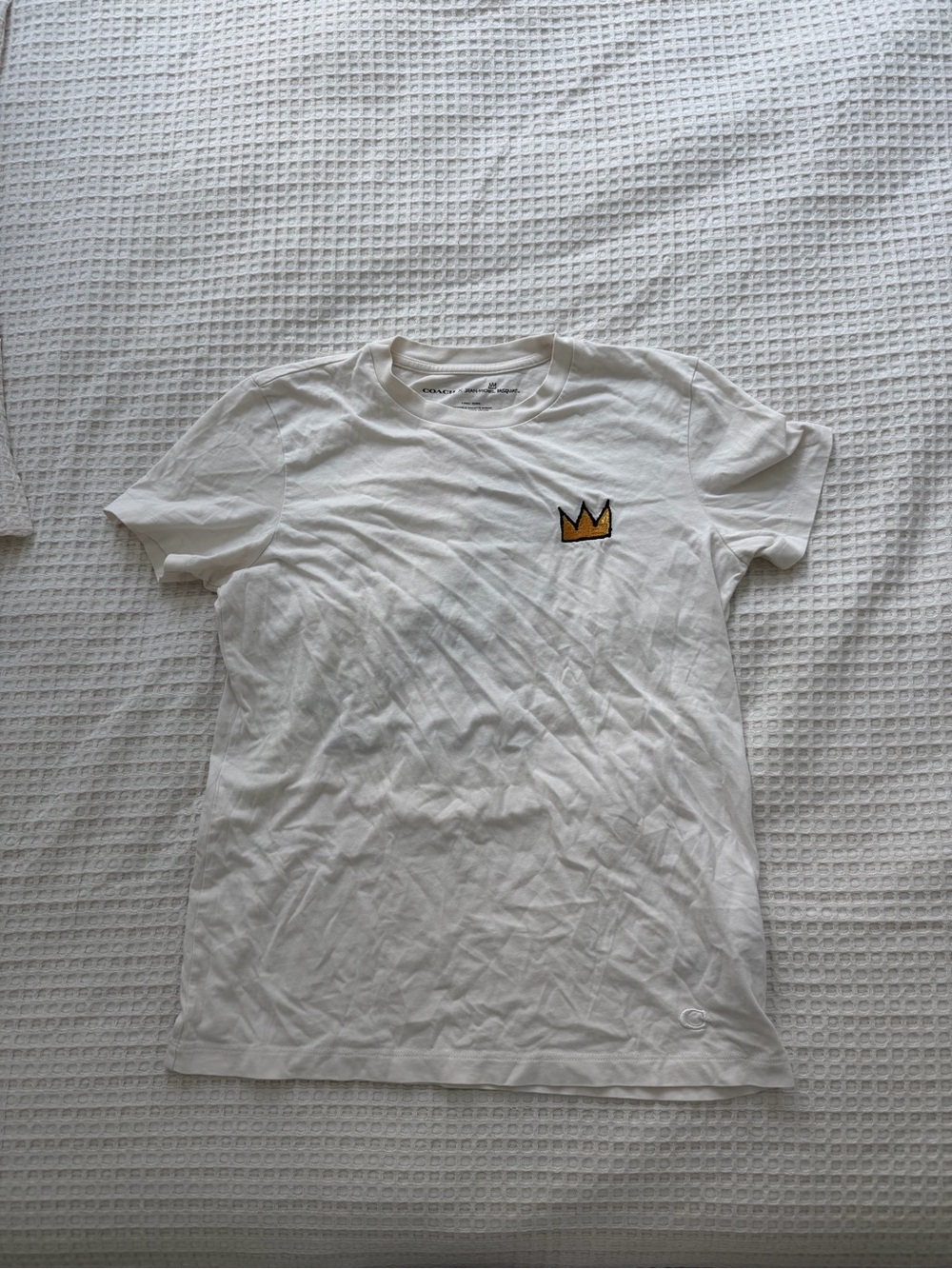 Coach x Basquiat Collaboration T-Shirt with Gold Crown Patch and Basquiat Dino